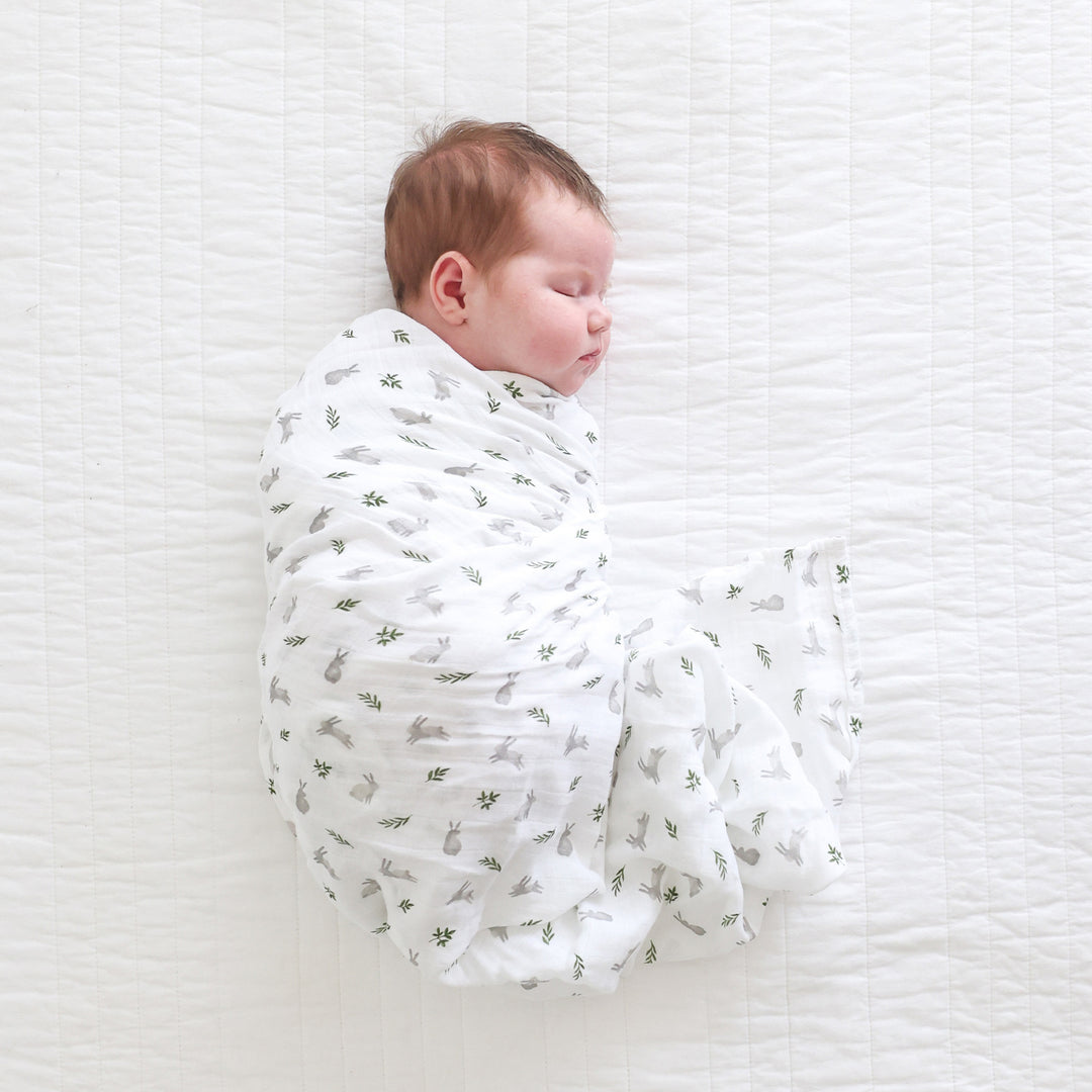 Swaddle Blanket Muslin Cotton LG- Bunnies