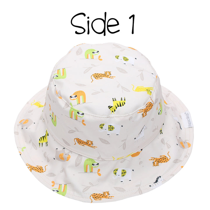 Kids UPF50+ Patterned Sun Hat - Grey Zoo