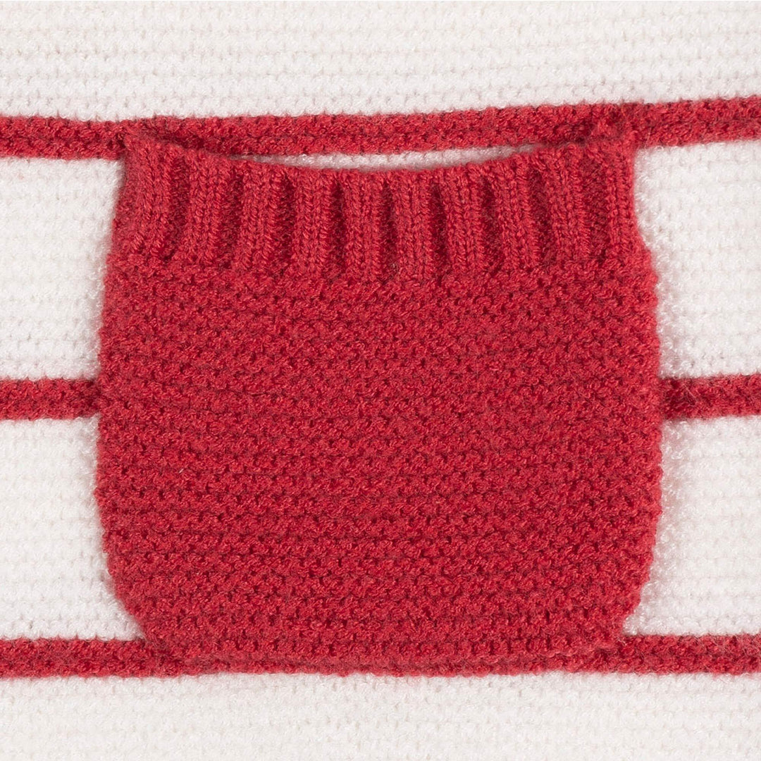 1 Pack Sweater Knit Romper - Boy - Red + White