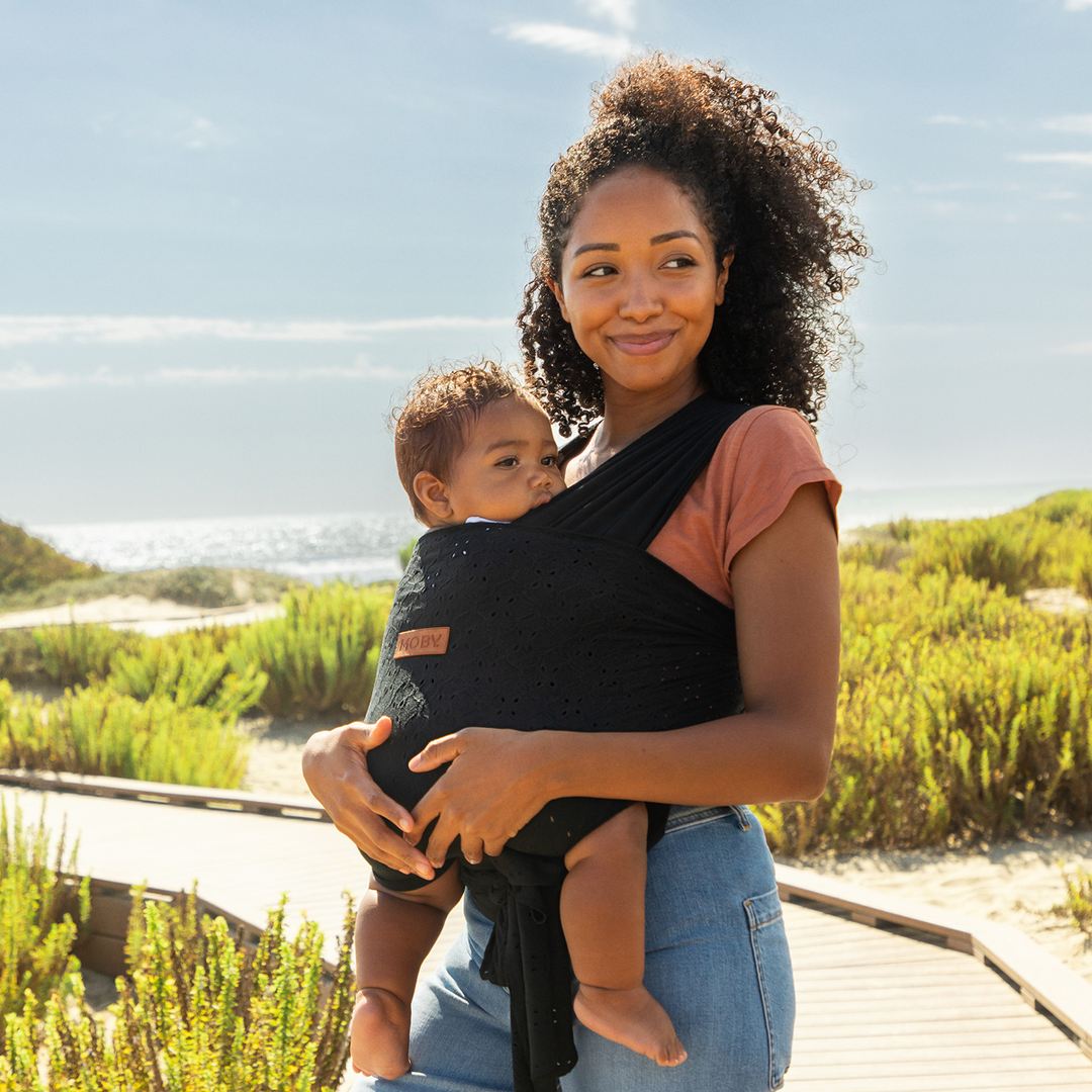 Easy-Wrap Baby Carrier in Black Eyelet