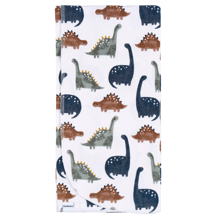 4 pack Flannel Receiving Blanket - Dino Time