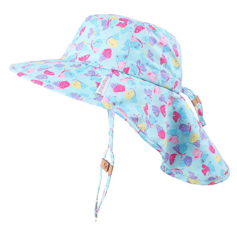 FlapJackKids - Sun Hat Neck Cape - Butterfly - Small (6M-2Y) Sun Hat with Neck Cape - Butterfly 990006501598