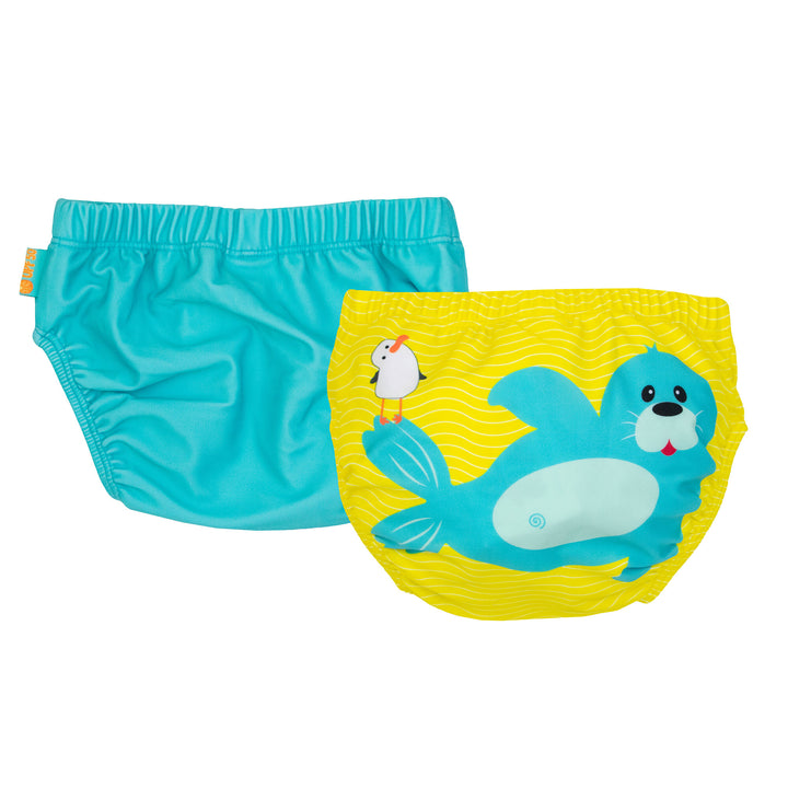 d - ZOOCCHINI - Knit Swim Diaper 2 Pc Set - Seal - 24-36M Baby-Toddler Knit Swim Diaper 2 Piece Set - Seal 810608032132