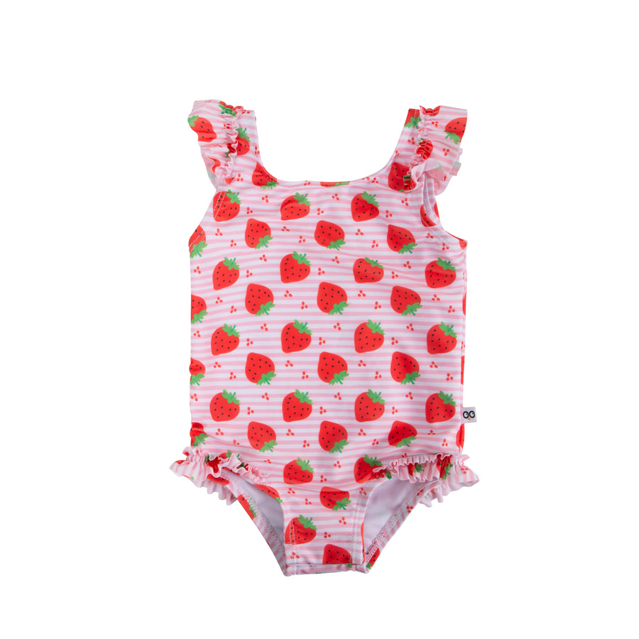 ZOOCCHINI - Baby Ruffled 1 Piece Swimsuit - Strawberry 6-12M Baby Ruffled 1 Piece Swimsuit - Strawberry 810608033849