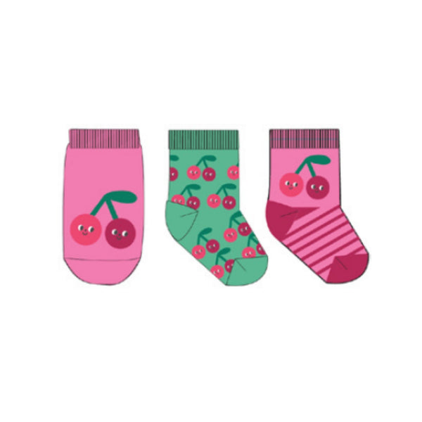3pair Comfort Terry Socks - Cherry