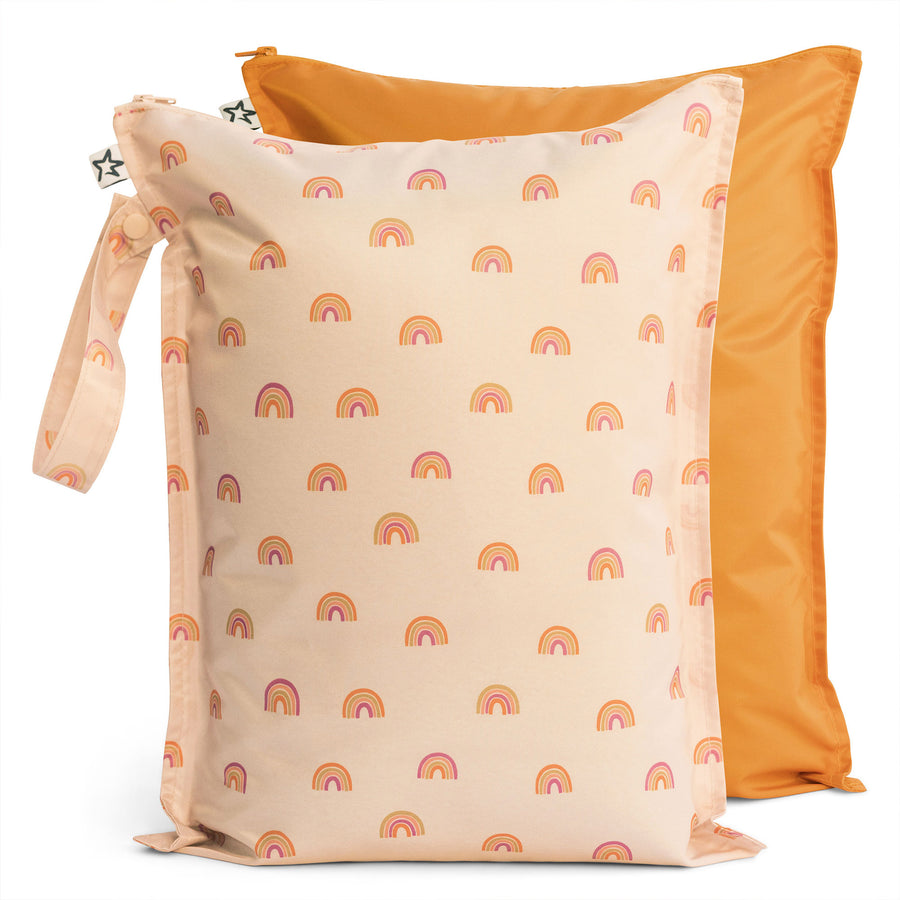 Tiny Twinkle - Wet Bag 2 Pack - Boho Rainbow/Cinnamon Mess-proof Wet Bags 2 Pack - Boho Rainbow, Cinnamon 810027535306