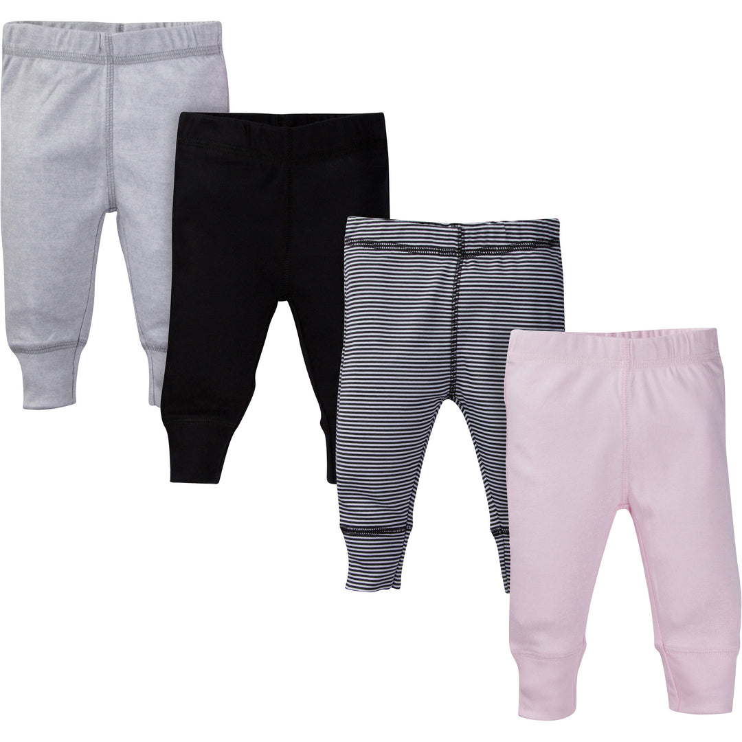L - Gerber - 4 Pack Active Pants - Bunny - 0-3M 4-Pack Baby Girls Bunny Active Pants 047213238271