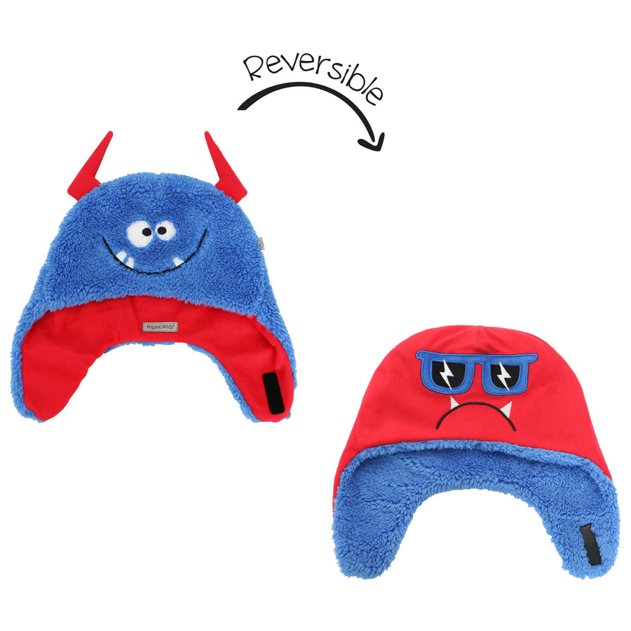 d - FlapJackKids -Reversible Sherpa Hat Monsters - S (6-24M) Reversible Sherpa Hat - Monsters 873874007112