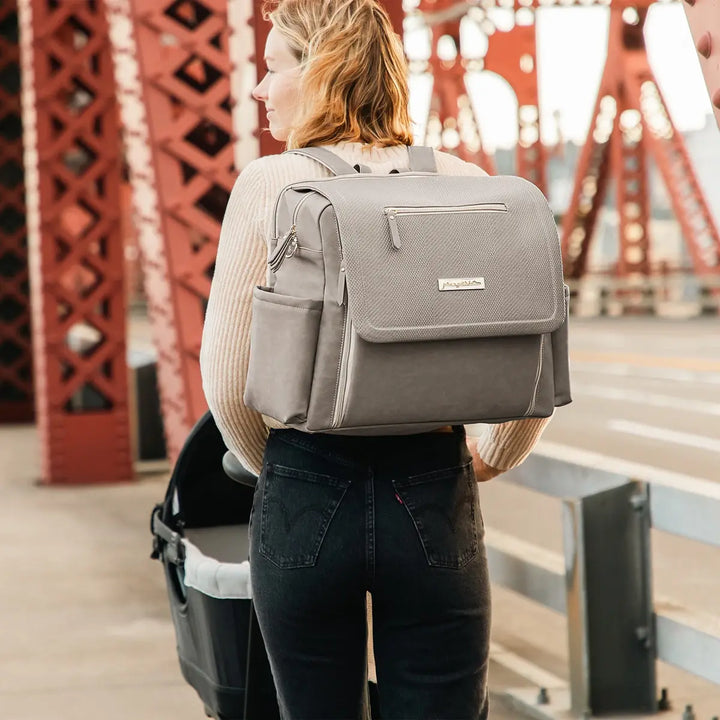 Boxy Backpack Deluxe Diaper Bag in Sand Cable Stitch