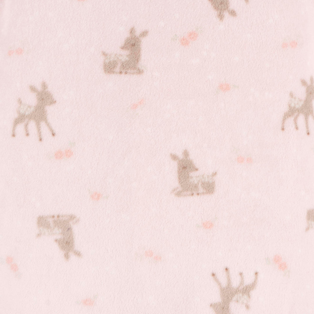 2 Pack Footed Blanket Fleece Sleepers - Pink Deer