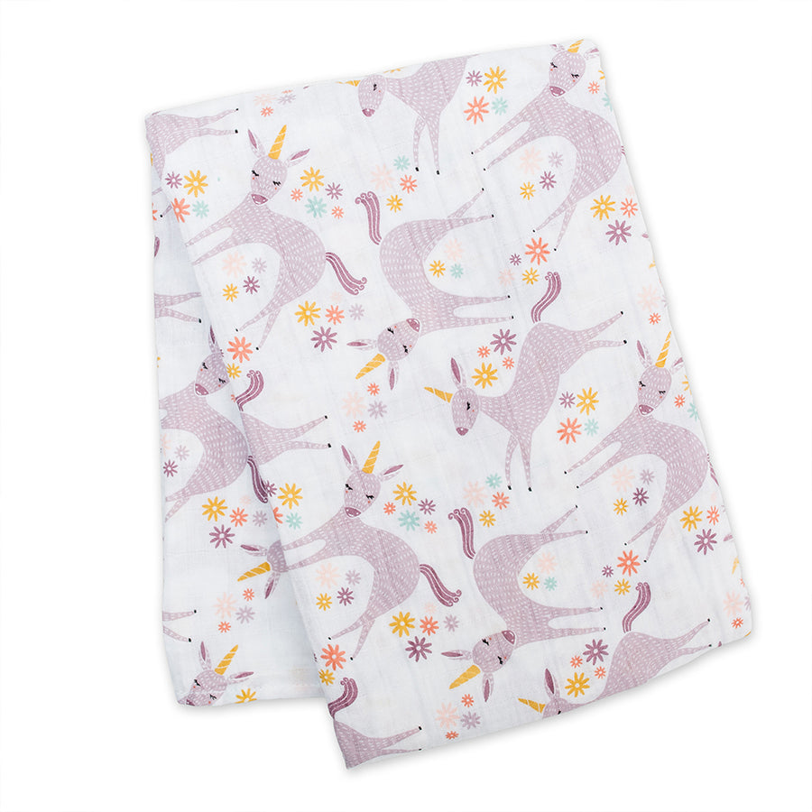 Lulujo - Swaddle Blanket Muslin Cotton - Modern Unicorn Cotton Muslin Swaddle Blanket - Modern Unicorn 628233454652