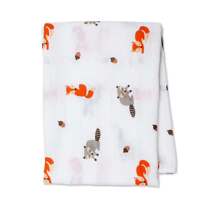 Lulujo - Swaddle Blanket Muslin Cotton - Forest Friends Cotton Muslin Swaddle Blanket - Forest Friends 628233454195