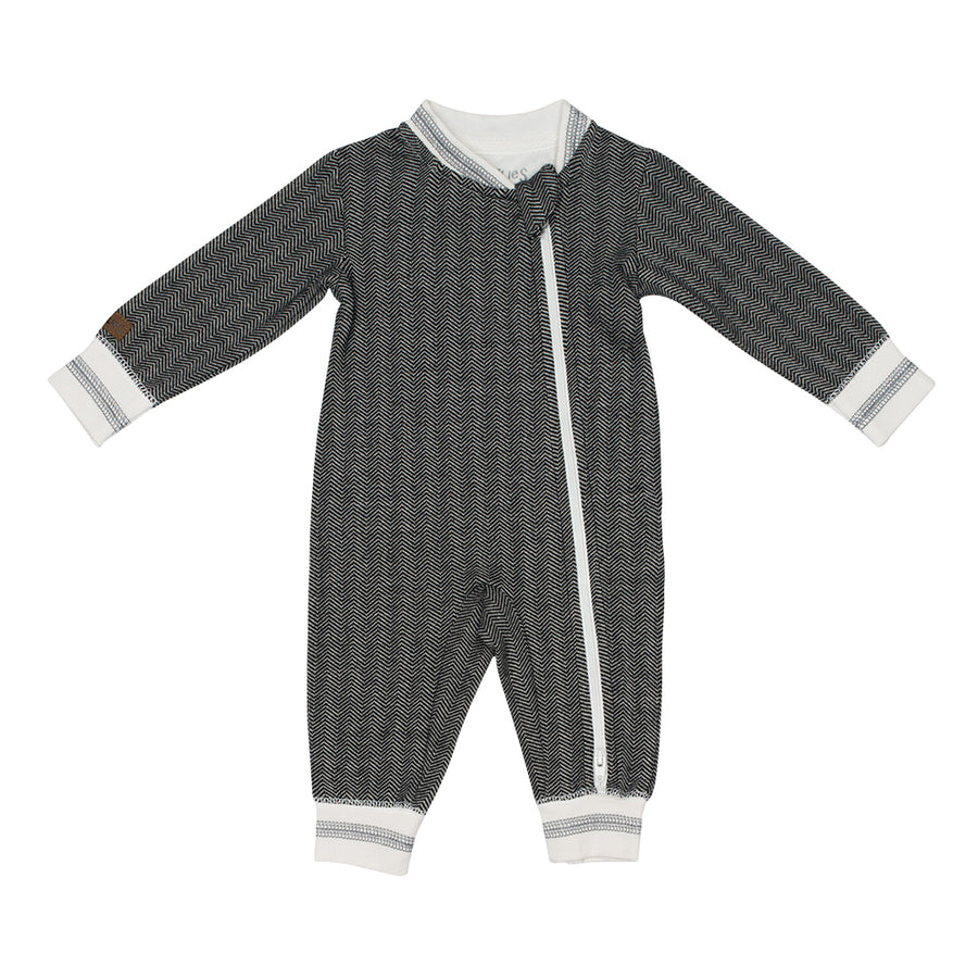 d - Juddlies - Organic Cottage Playsuit -Bear Black L 12-18m Organic Cottage Playsuit - Bear Black 821436006677