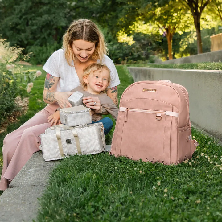 2-in-1 Provisions Backpack Diaper Bag in Toffee Rose