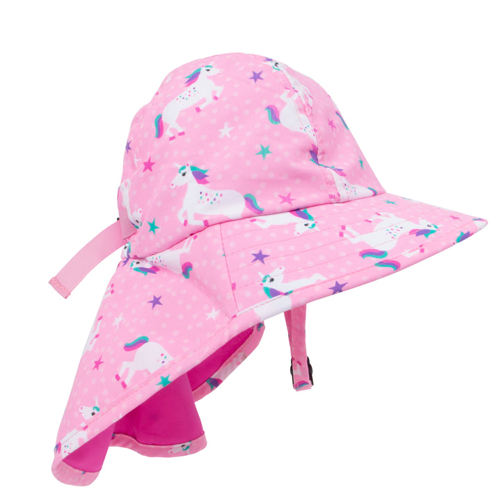 ZOOCCHINI - Baby-Toddler Cape Sunhat - Unicorn 6-24m UPF50+ Baby-Toddler Cape Sun Hat - Unicorn 810608033955