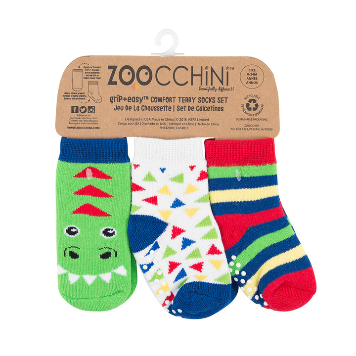 Comfort Terry Socks Set - 3 Pair -  Devin the Dinosaur 0-24M