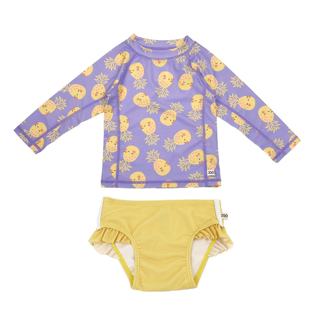 Rashguard Swim Top + Bikini Bottom Set