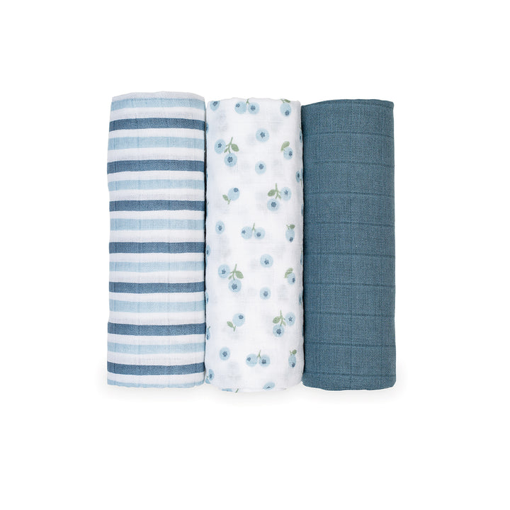 Lulujo- Receiving Blankets 3PK - Blueberries Cotton Receiving Blankets - 3 pack - Blueberries 628233452153