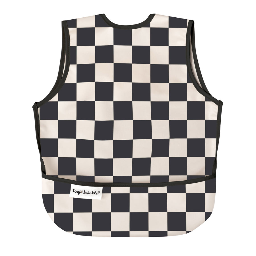 Tiny Twinkle - Apron Bib - Black Checkers - 6-24M Mess-proof Apron Bib - Black Checkers 810027536334