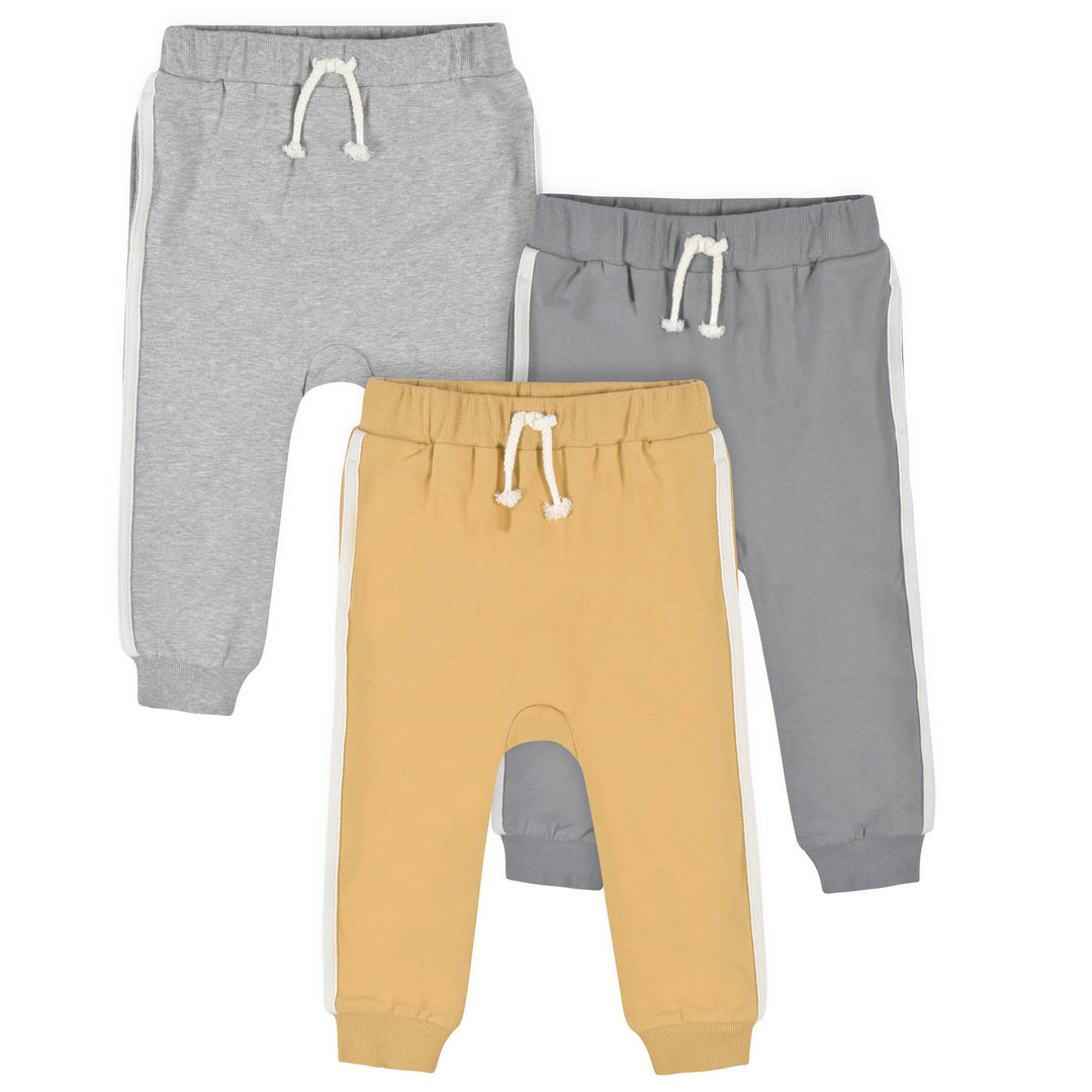 d - Gerber - Opp-22F - 3pc Terry Jogger - Mustard - 5T 3-Pack Baby & Toddler Boys Gray & Yellow Joggers 013618331473