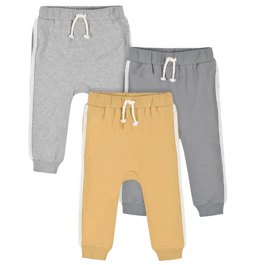 d - Gerber - Opp-22F - 3pc Terry Jogger - Mustard - 5T 3-Pack Baby & Toddler Boys Gray & Yellow Joggers 013618331473