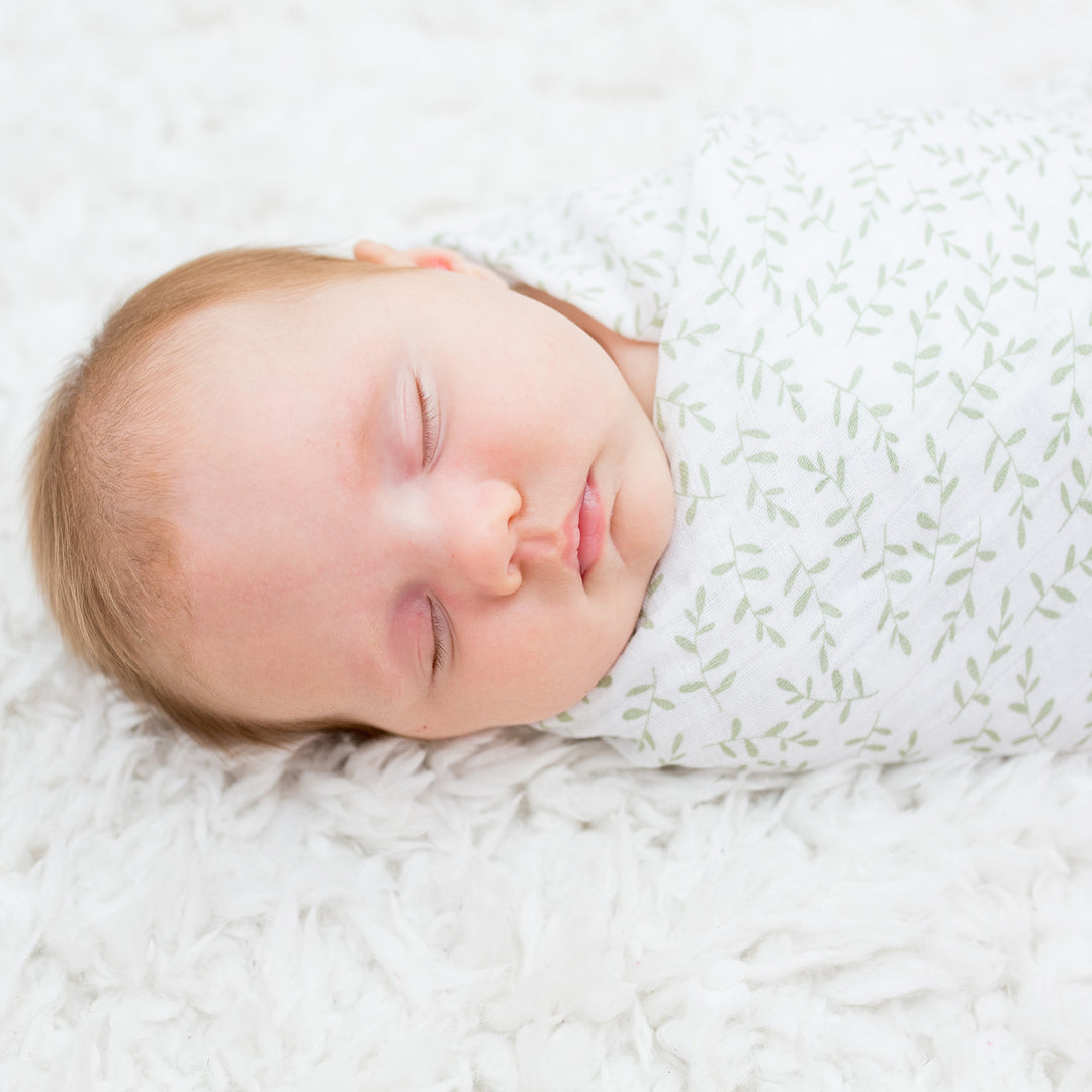 Cotton Muslin Swaddle Blankets - 2 pack - Boho - Daisy + Greenery