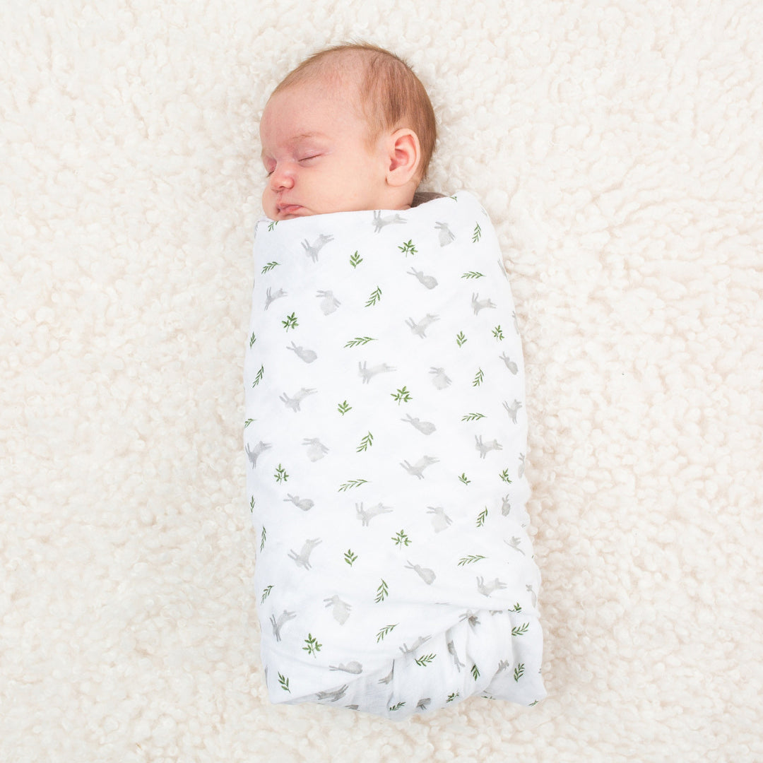 Swaddle Blanket Muslin Cotton LG- Bunnies