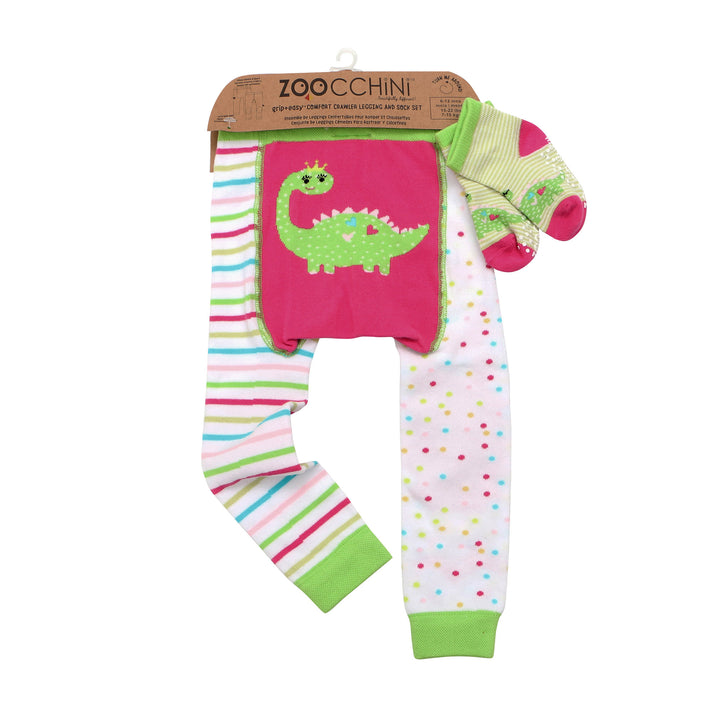 grip+easy™ Comfort Crawler Legging & Sock Set - Dai the Dinosaur