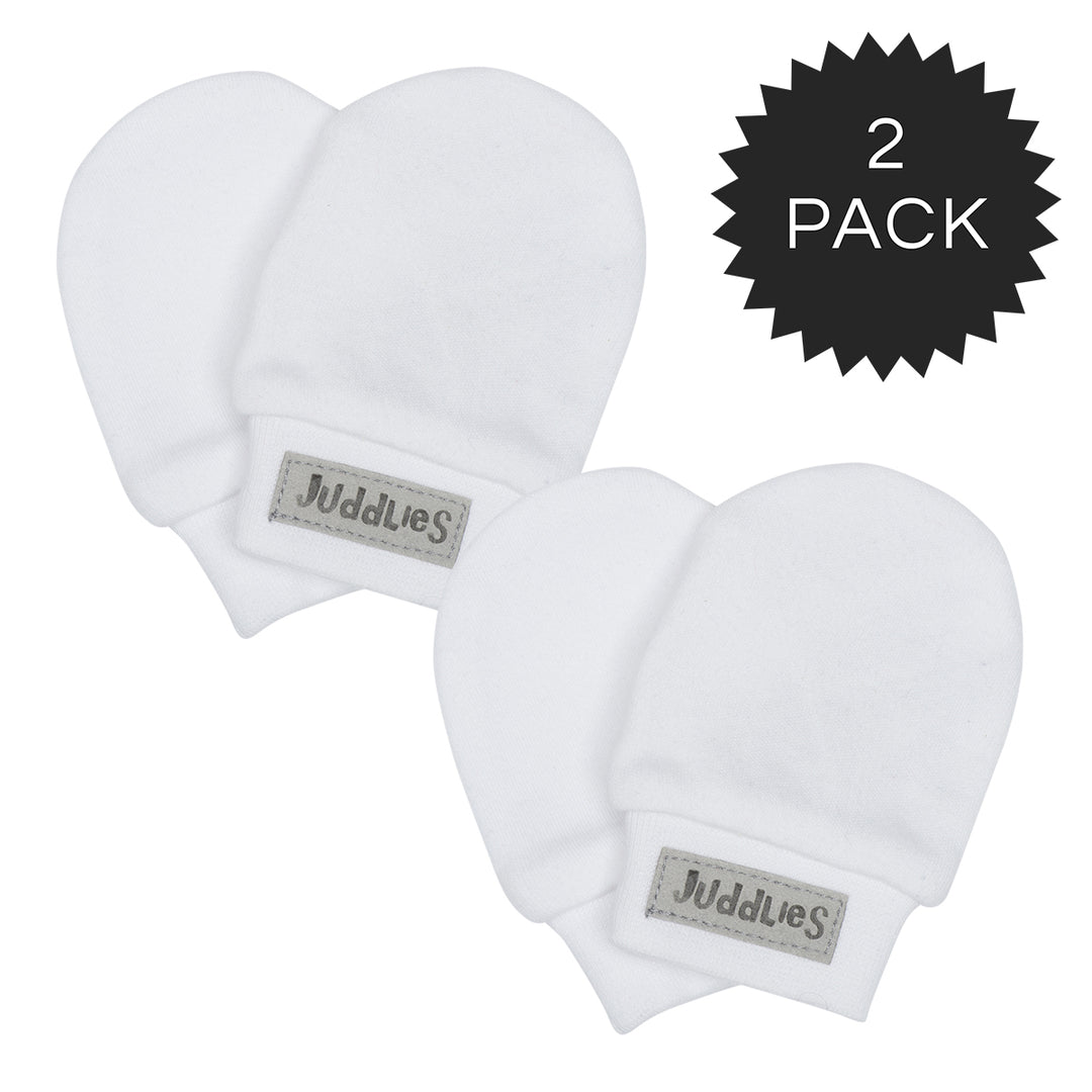 Organic Scratch Mitts   2 pack   White Grey