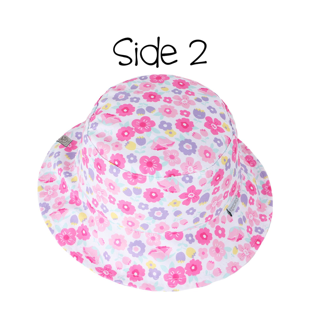 Reversible Kids UPF50+ Patterned Sun Hat - Butterfly/Summer Floral