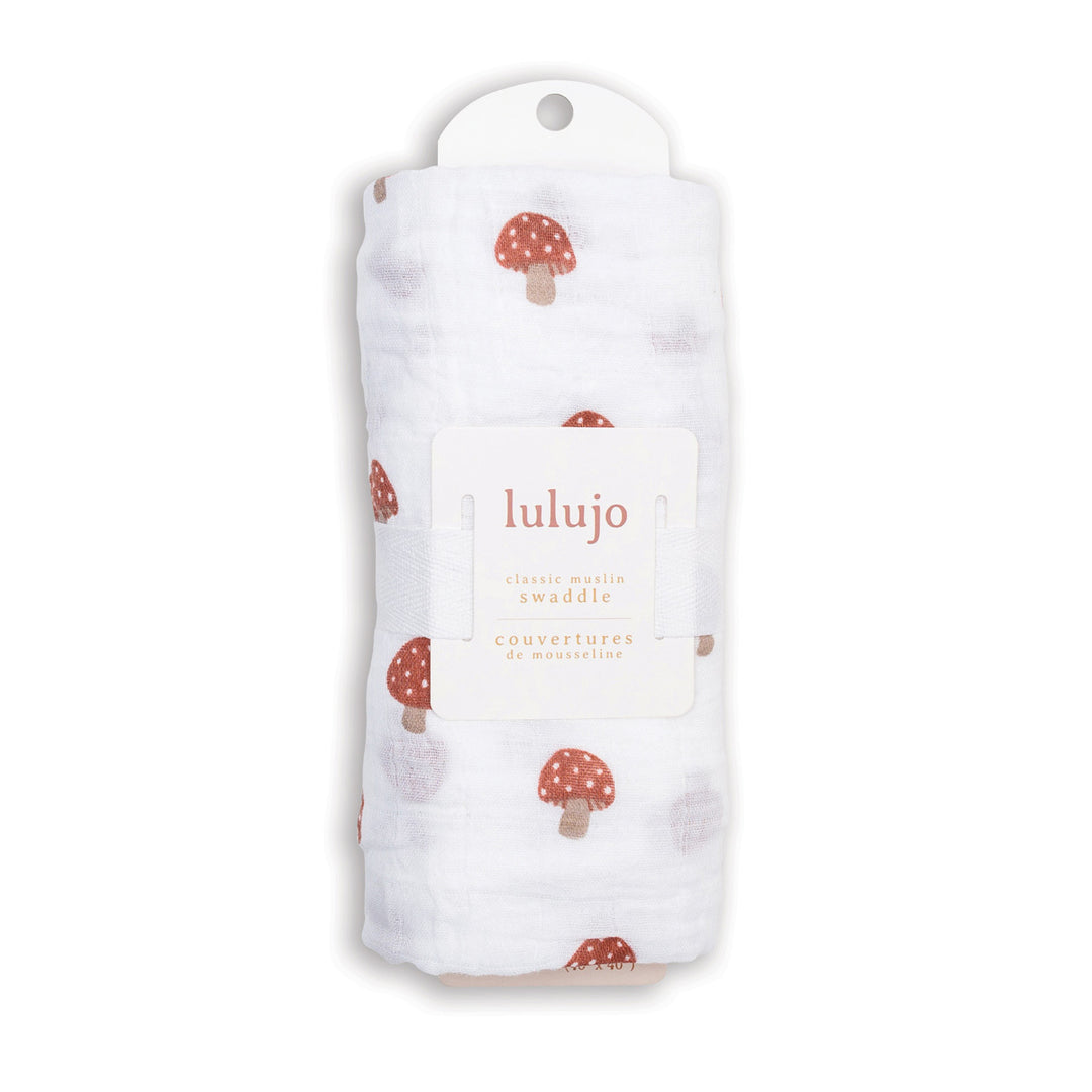 Swaddle Blanket Muslin Cotton LG- Mushroom