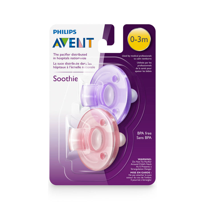 Soothie Pacifier 0-3M - Pink/Purple - 2 pack