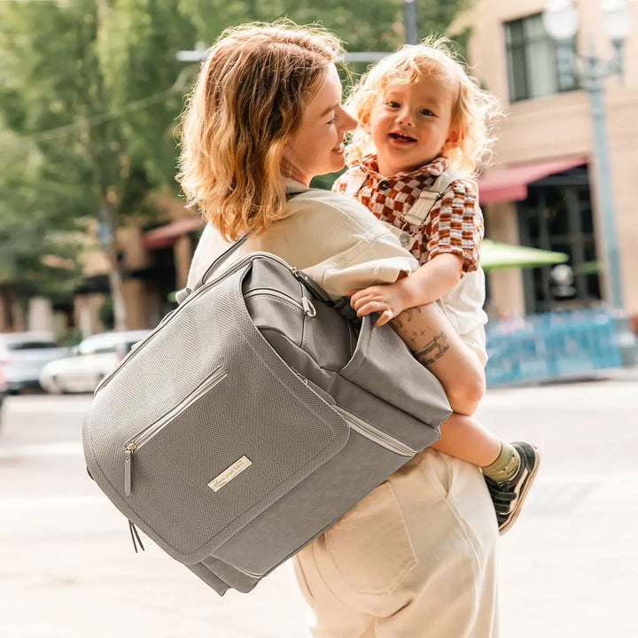 Boxy Backpack Deluxe Diaper Bag in Sand Cable Stitch