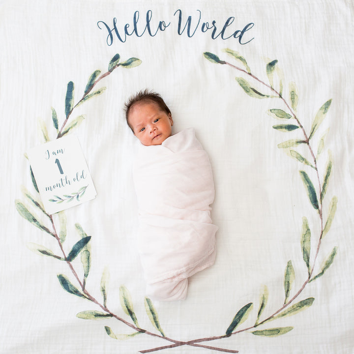 Baby's 1st Year Milestone Blanket - Hello World Wreath