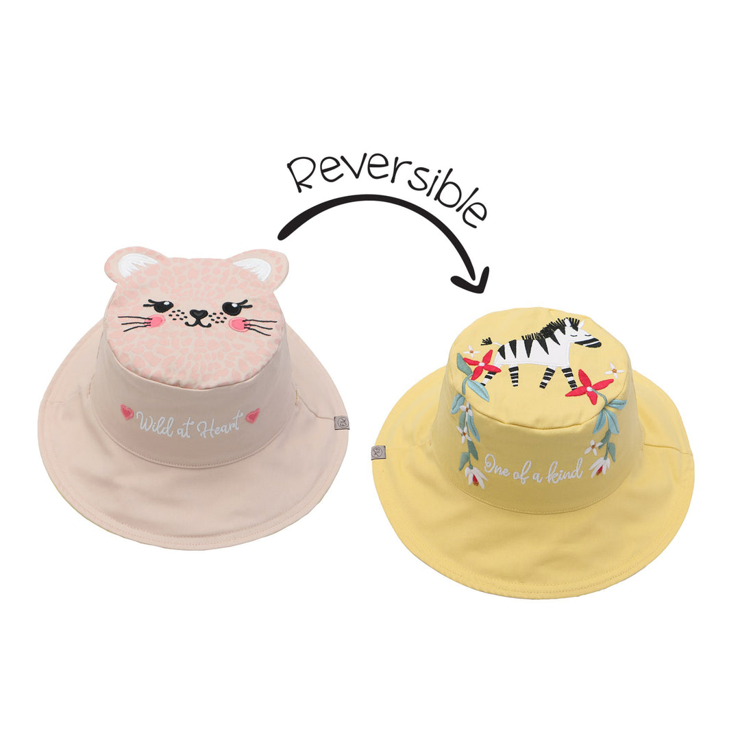 FlapJackKids - Kids' Sun Hat - LeopardZebra - L (4-6Y) Kids UPF50+ Sun Hat - Leopard/Zebra 873874008164