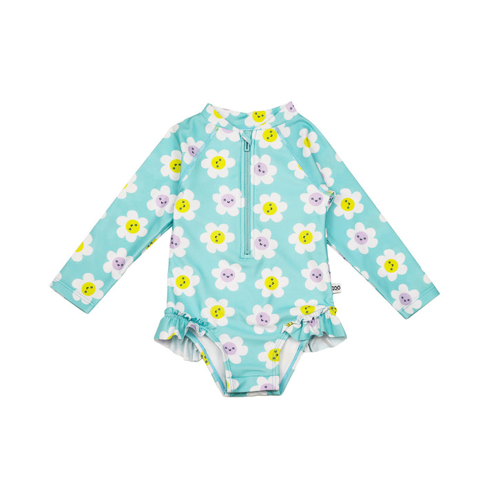 ZOOCCHINI - Rashguard Ruffled 1pc Swimsuit - Daisy - 6-12M Rashguard Ruffled 1 Piece Swimsuit - Daisy 810608034907