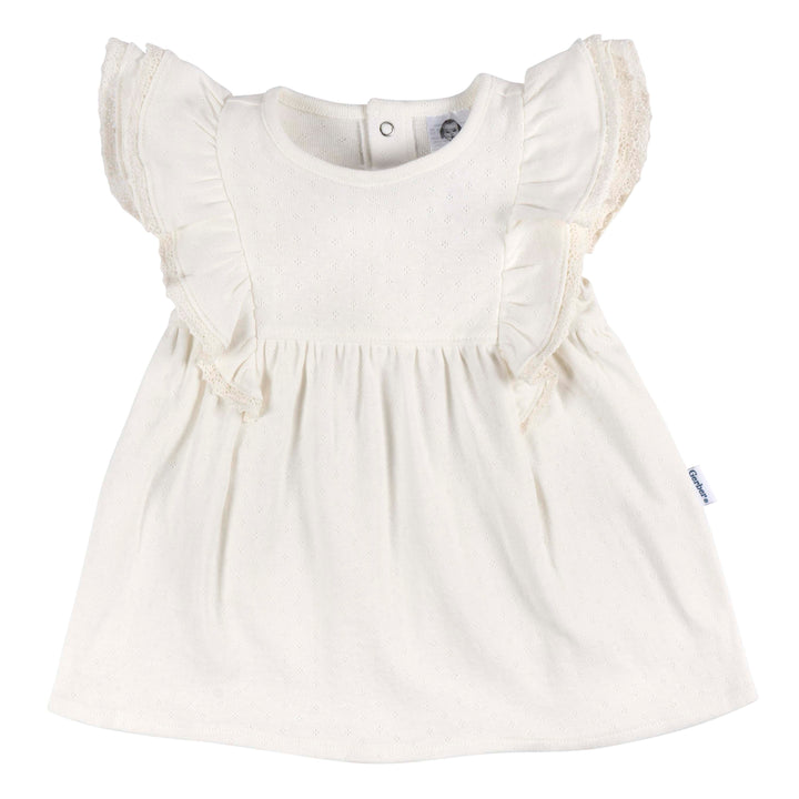 2pc Dress + Diaper Set Girl - Ivory