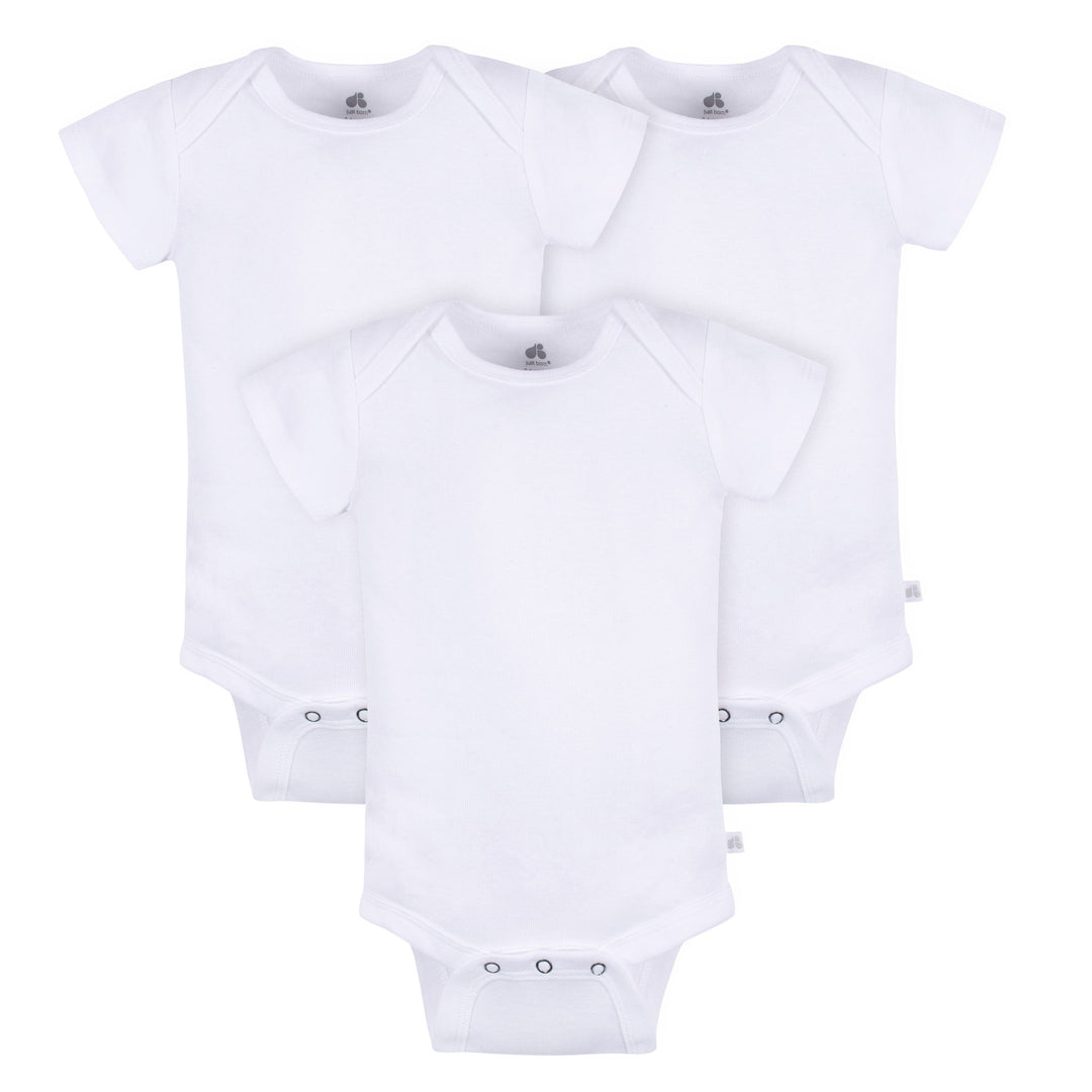 d - Just Born -3pk ShortSleeve Bodysuit White - 6-9M JUST BORN Onesies Short Sleeve 3 Pack 032633138157