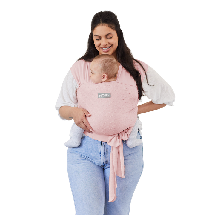 Moby - Petunia Easy Wrap - Rose Quartz Eyelet Easy Wrap Baby Carrier in Rose Quartz Eyelet 818770017049