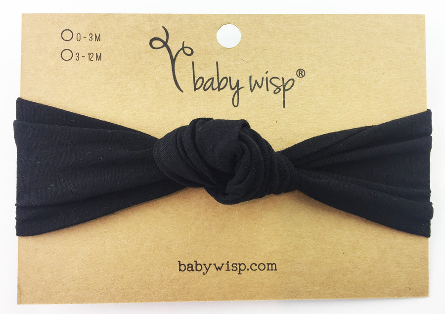d - Baby Wisp - Headband - Nylon Turban Knot - Black - 3M+ Nylon Turban Knot Infant Headband -  Black - 3M+ 876251008238