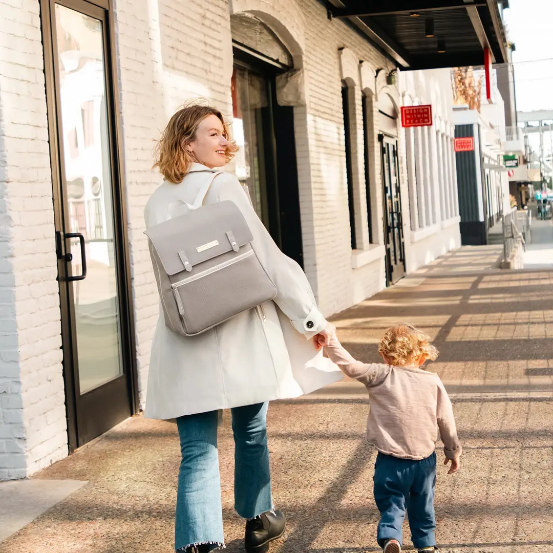 Meta Backpack Diaper Bag in Sand Cable Stitch