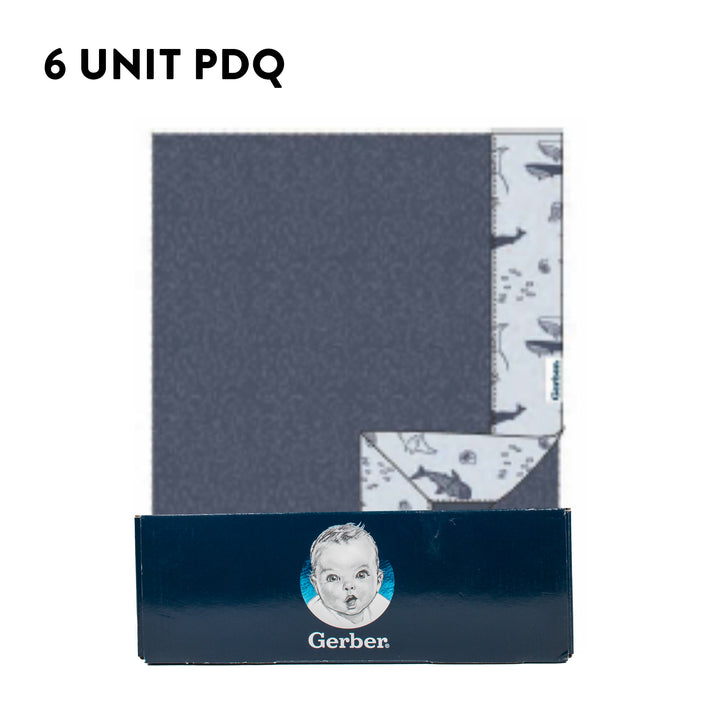 Gerber -OP2304 2ply PlushBlnkt PrintBinding Coastal PDQ (x6) 2 ply Plush Blanket with Print Binding - Coastal Calm PDQ (6 Units) 013618470387