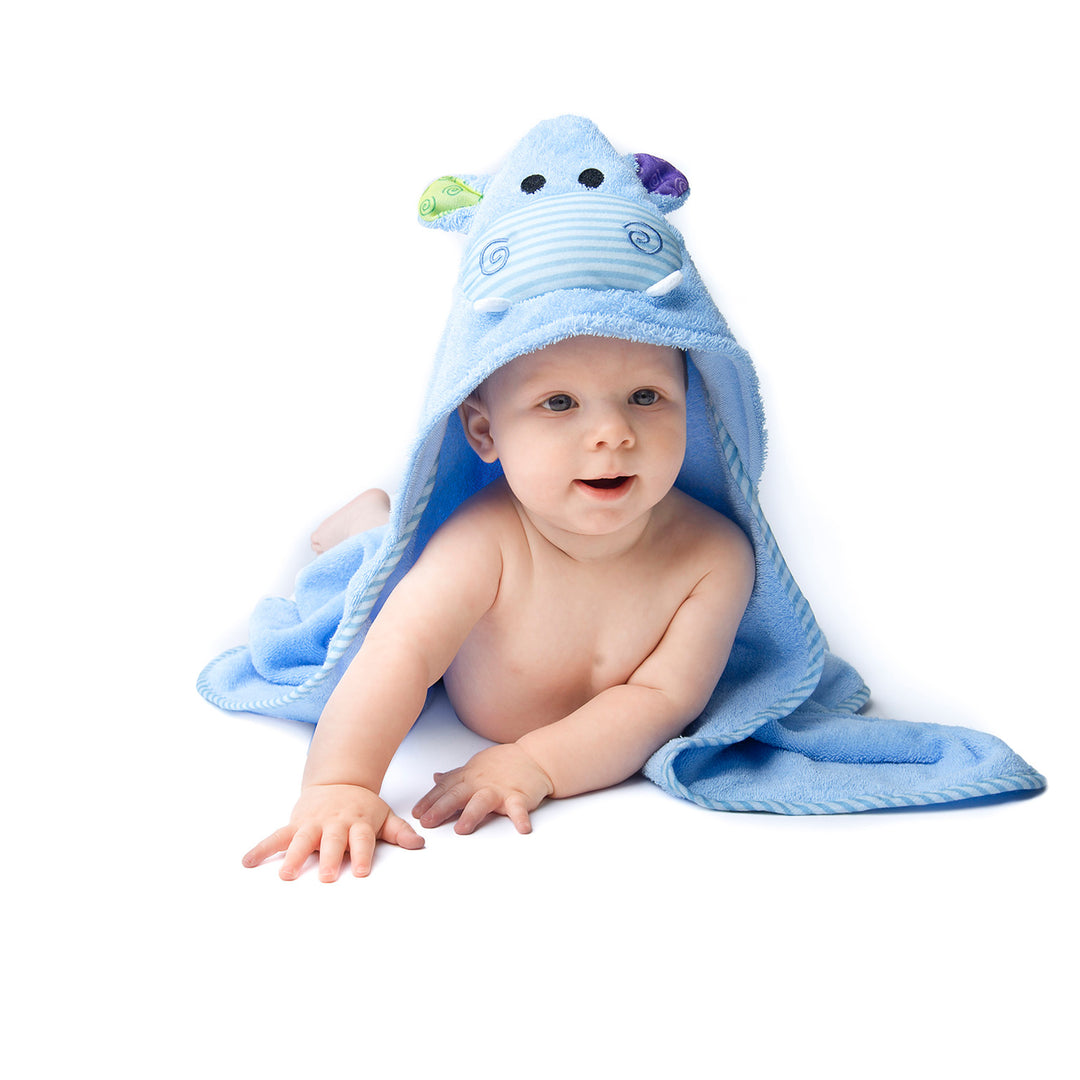 Baby Snow Terry Hooded Bath Towel - Henry Hippo 0-18M