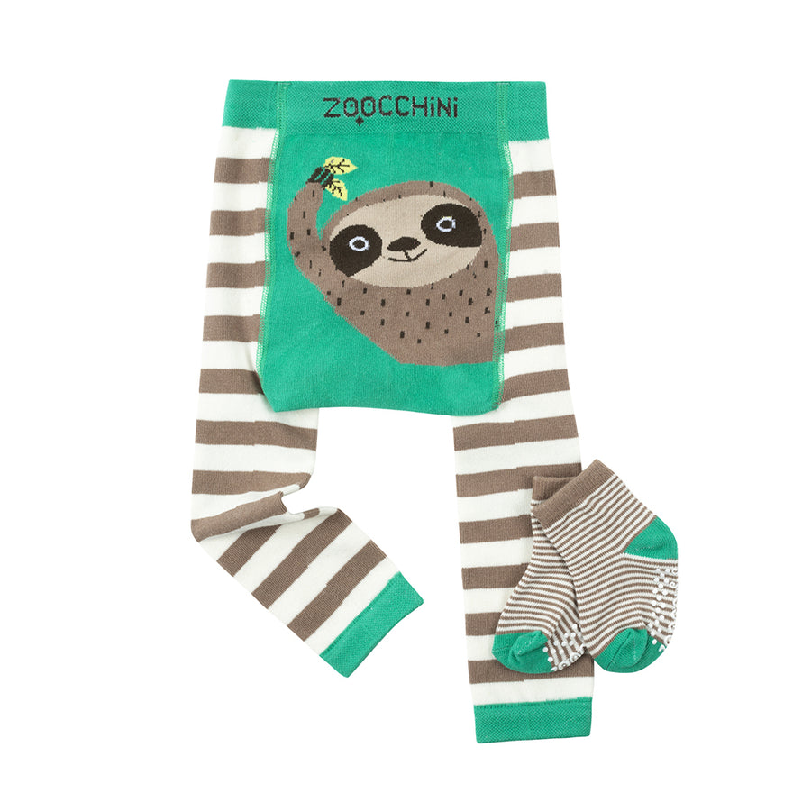 ZOOCCHINI - Crawler Legging-Sock Set Silas the Sloth 6-12M grip+easy™ Comfort Crawler Legging & Sock Set - Silas Sloth 810608030589