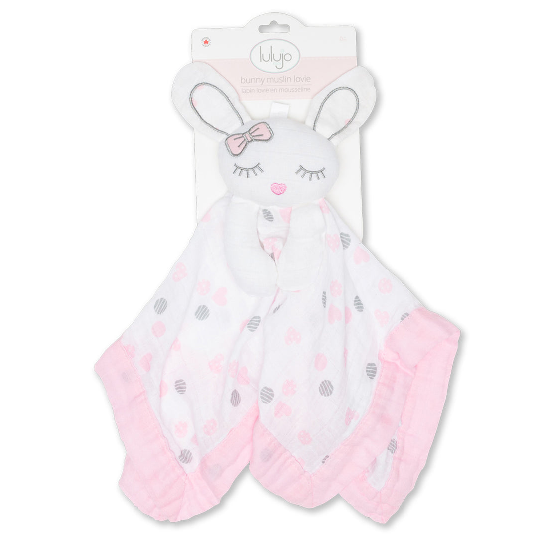 Cotton Muslin Lovey - Pink Bunny