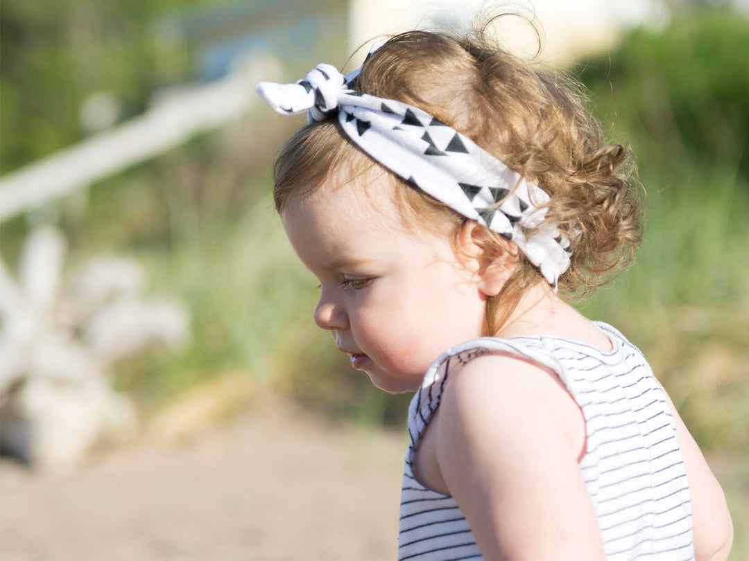 Top Knot Headband - White+Black Geometric - 0M+