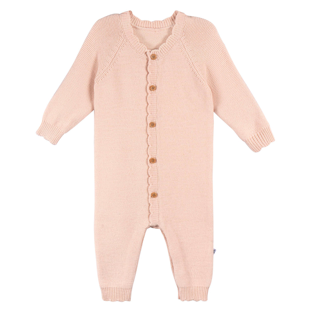 Just Born - OP2401 - 1pc Sweater Knit Coverall - Pink - 3-6M Just Born by Gerber Baby Girl 1-Piece Sweater Knit Coverall - PINK 032633139819