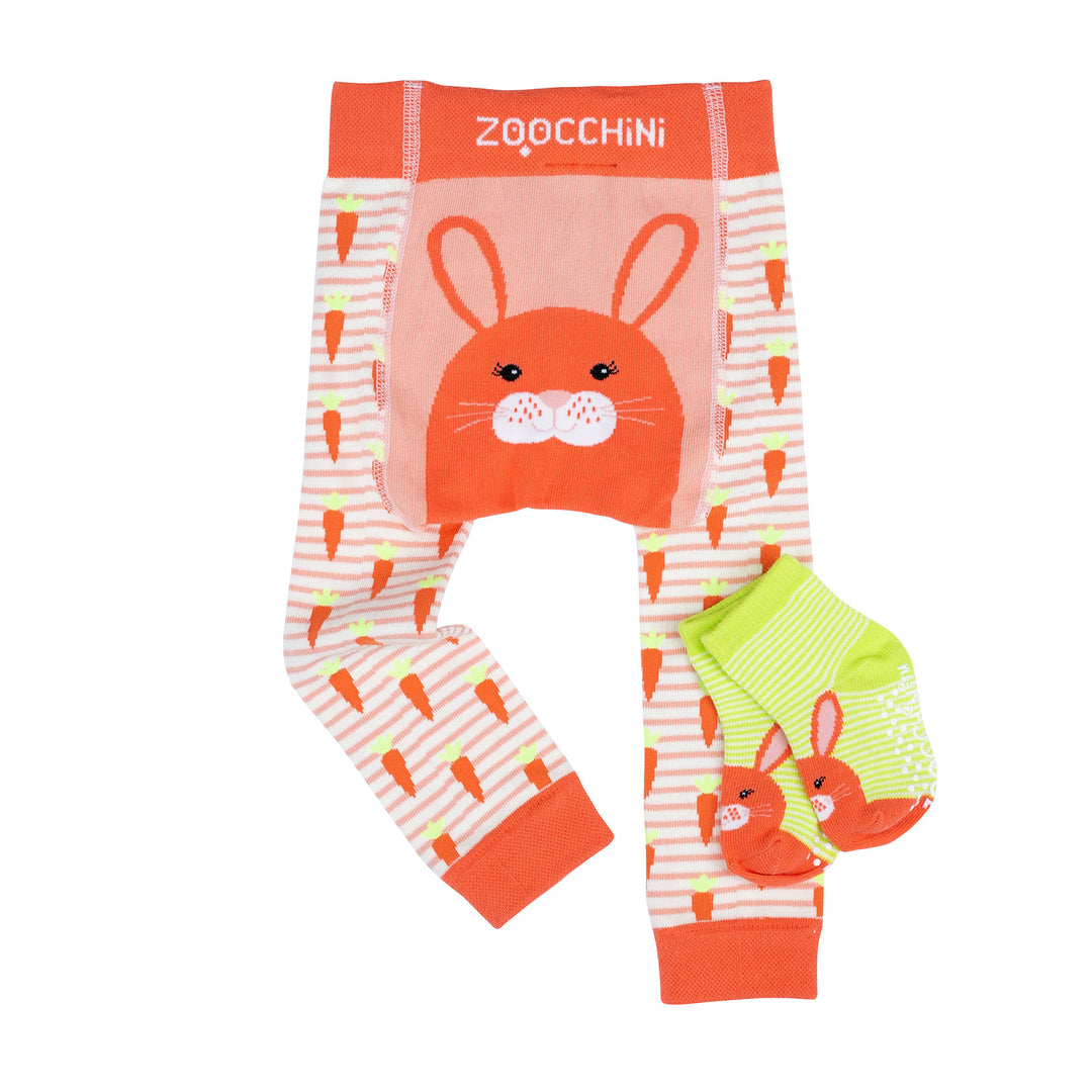 ZOOCCHINI - Crawler Legging+Sock Set Bella Bunny - 12-18M grip+easy™ Comfort Crawler Legging & Sock Set - Bella the Bunny 810608032538