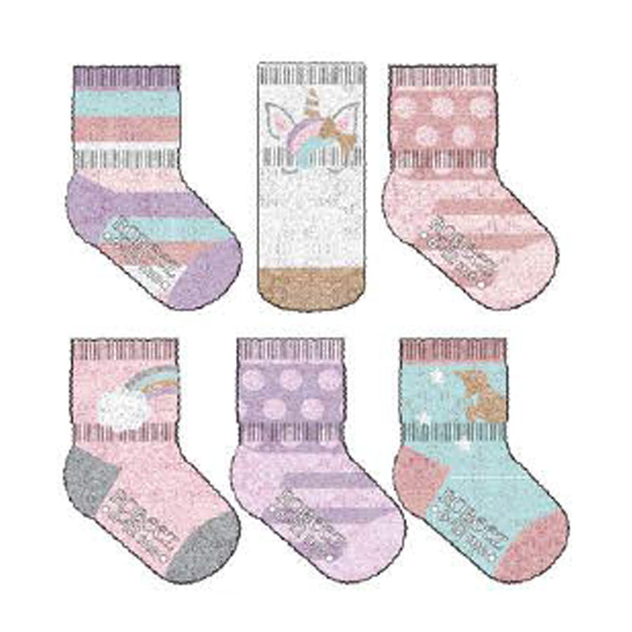 Robeez - F24 - 6pk Infant Socks - Cozy Unicorn Star - 6-12M 6pk Infant Socks - Cozy Unicorn Star 197166010711