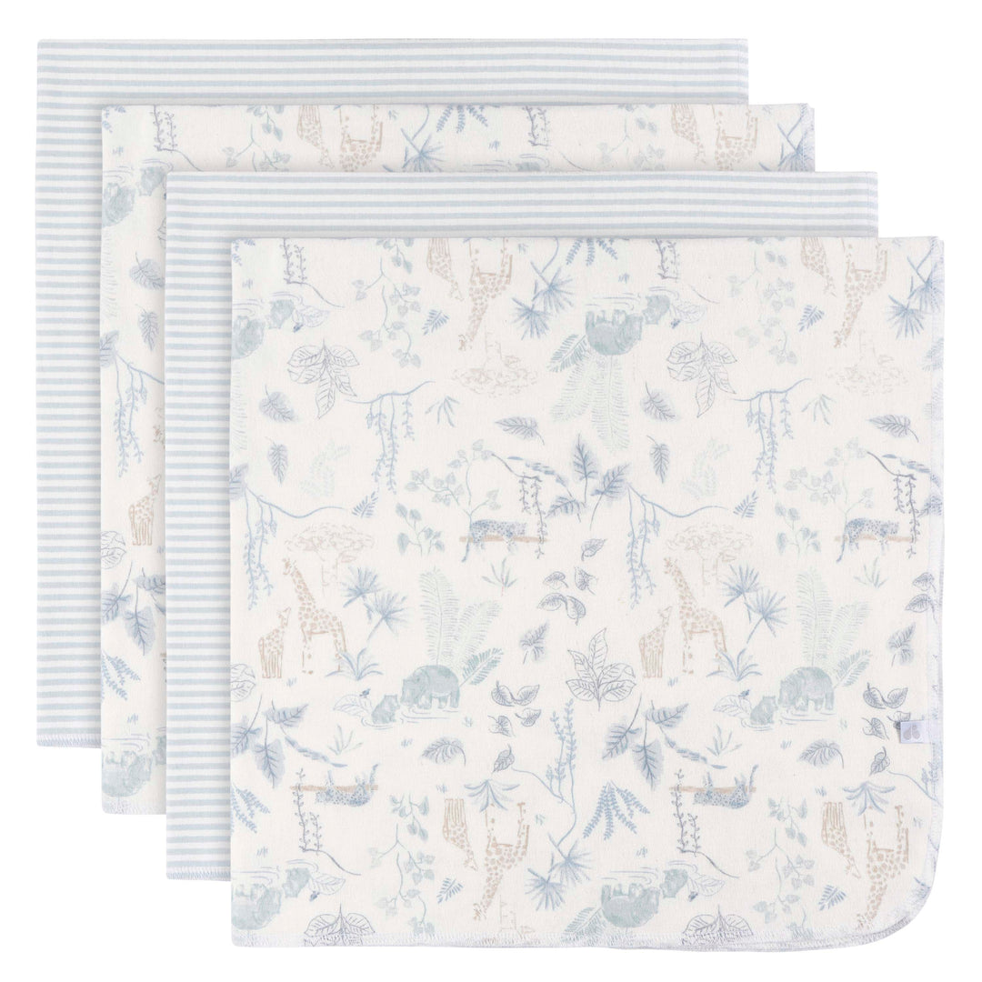 4-Pack Flannel Receiving Blankets - Ivory Jungle